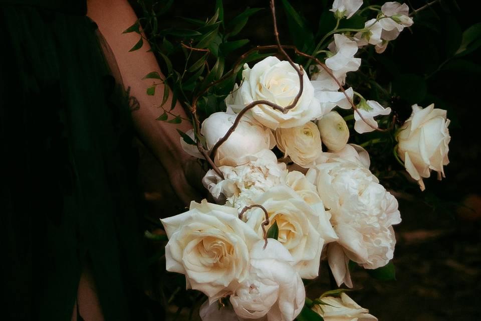 White Peony and Rose Bouquet