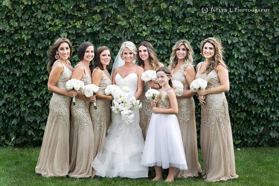 Bride and bridal attendants