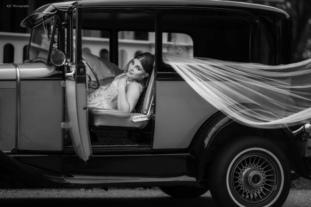Bride in a car