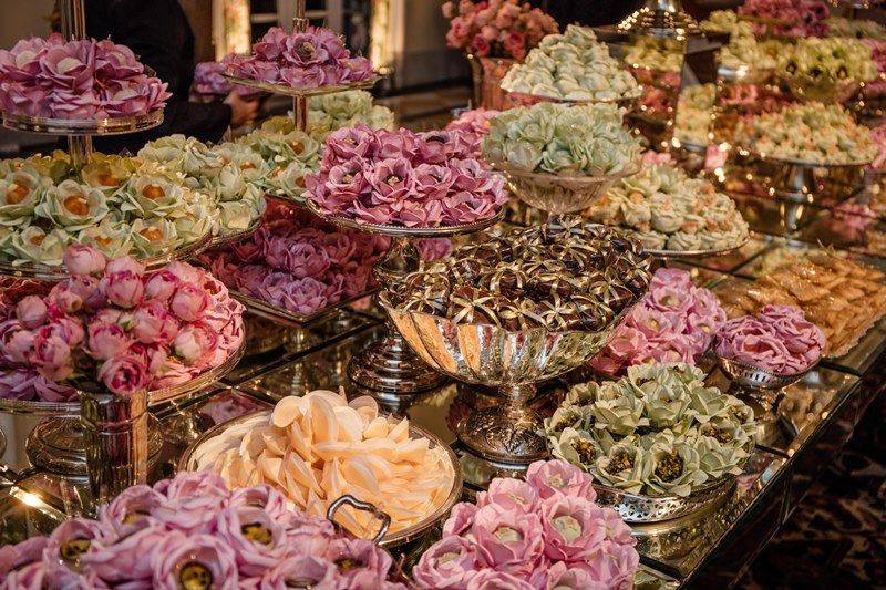 Rose garden dessert table