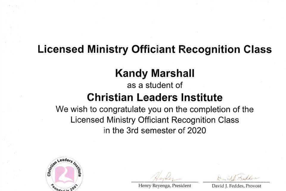 Licensed Ministry Officiant