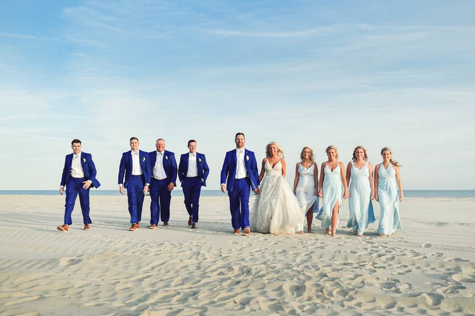Wedding party on beach