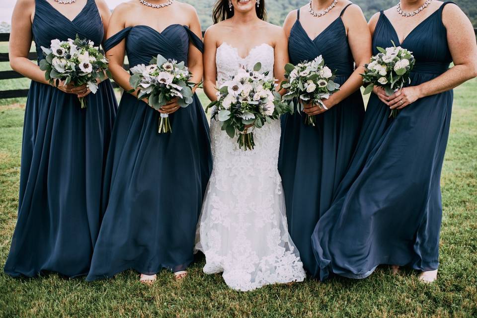 Bouquets in Blues and White