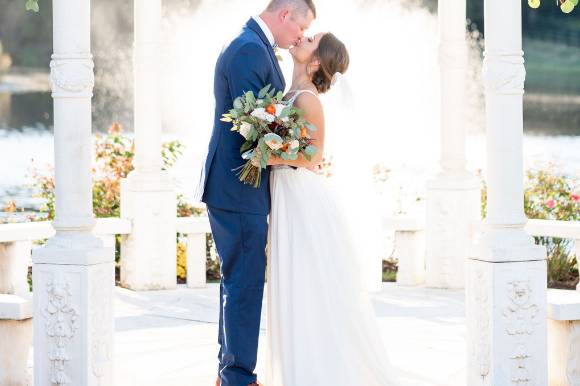 All White Bouquet w/ Blue