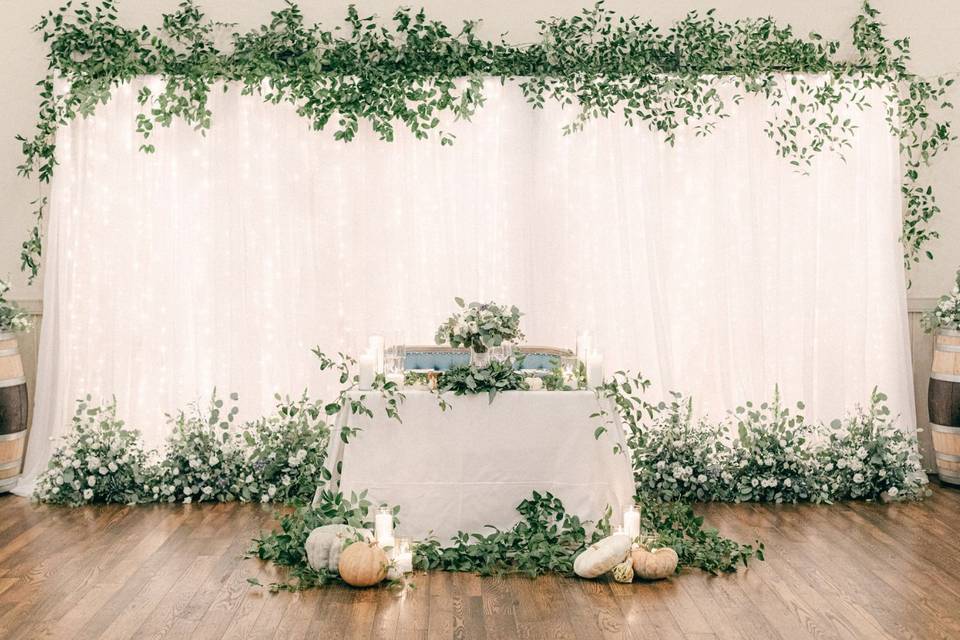 Backdrop and Sweetheart Table
