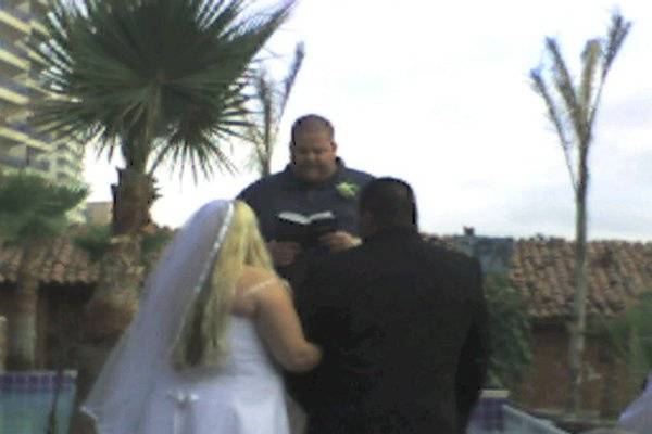 Pool and Beach Side marriage ceremony in Rosarito Beach, Mexico of Danny and Michelle Mena