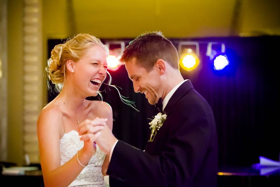 Laughing through the first dance!