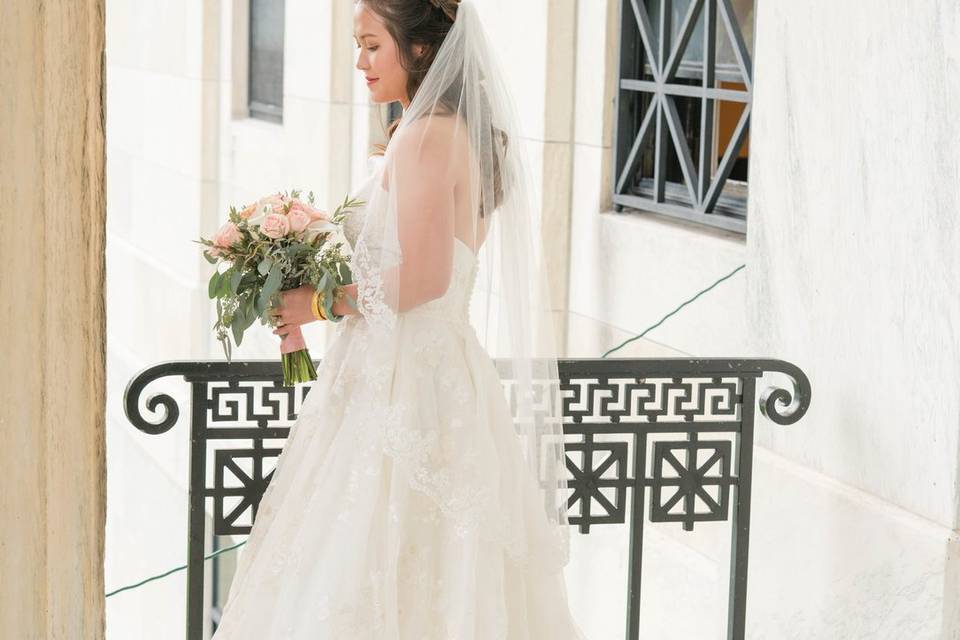 Beautiful bride at the buffalo history museum