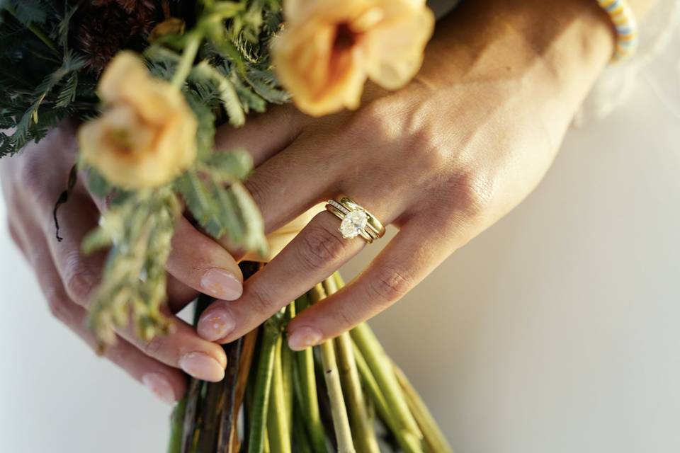 Wedding ring and flowers