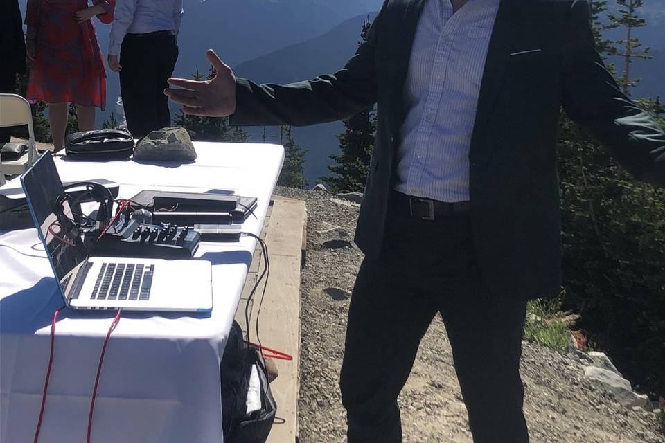 DJing on top of a mountain