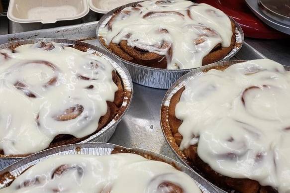 Trays of cinnamon rolls