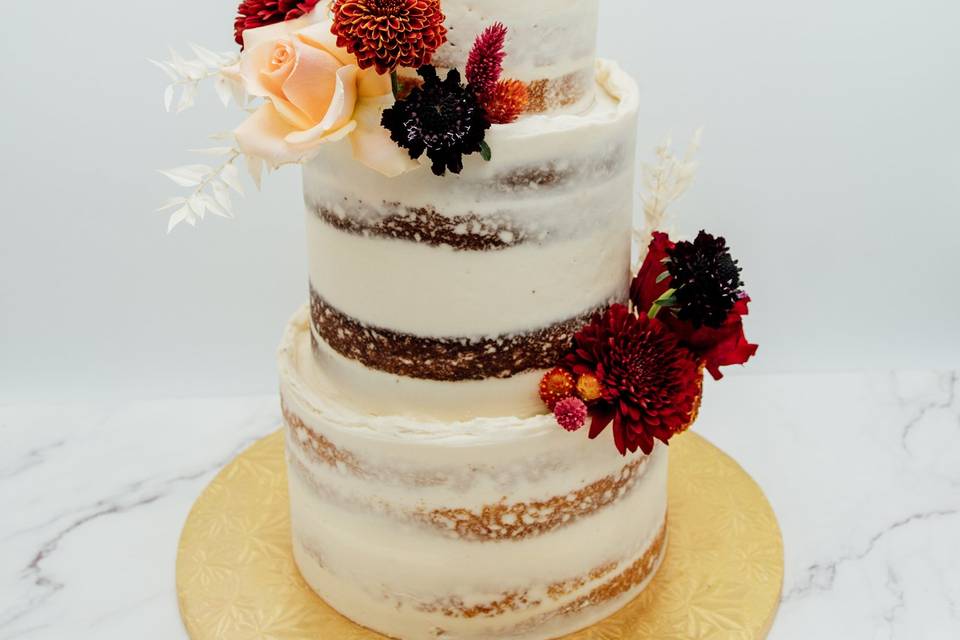 Simple naked/floral 3 tier