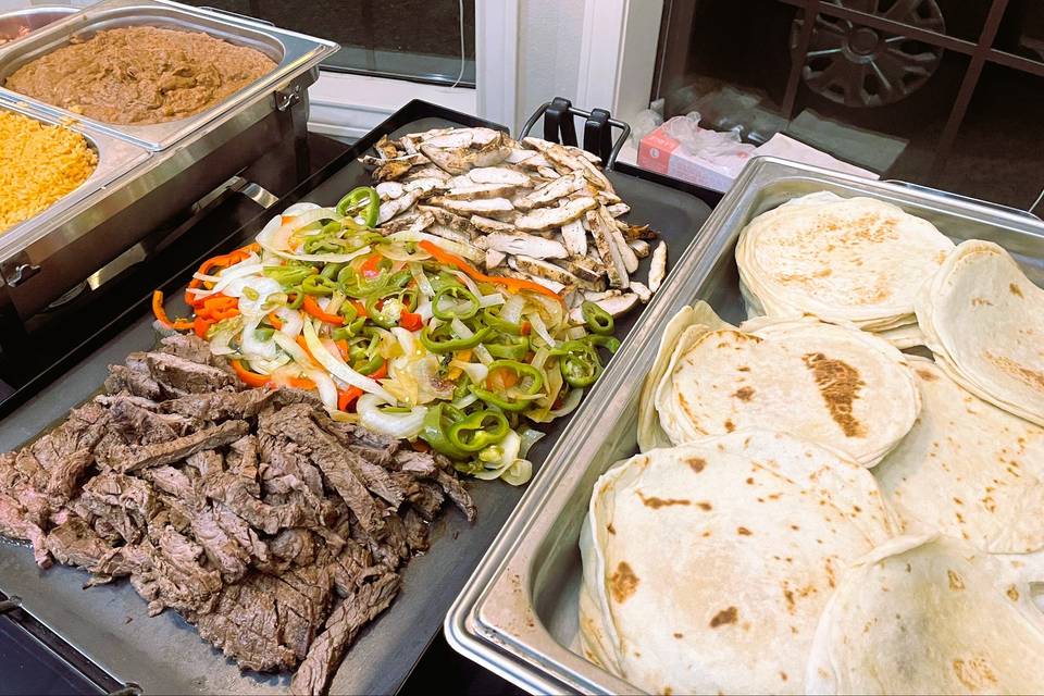 Fajitas rice and beans