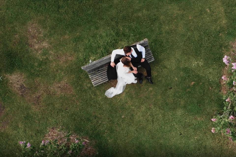 Drone footage of couple