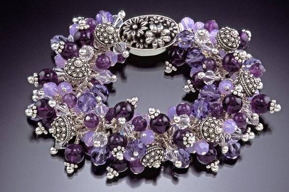 This is my signature bracelet, and was featured on the cover of Bead Unique magazine.  It can be made in any stone combination, or just pearls for the bride.