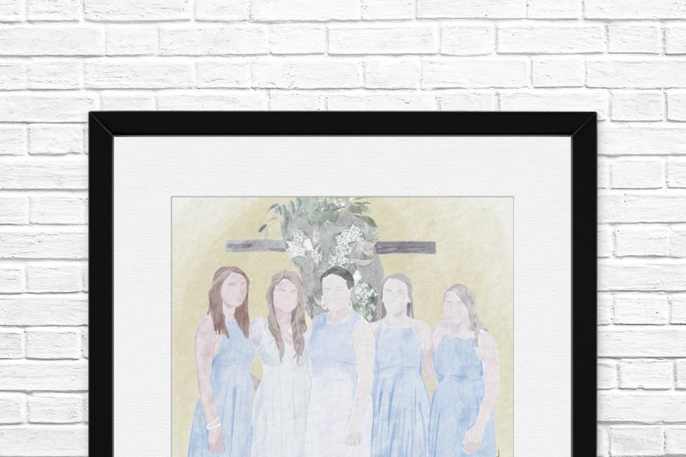 Bride’s party framed