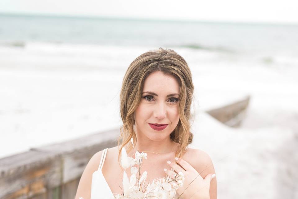 Beach session with bride