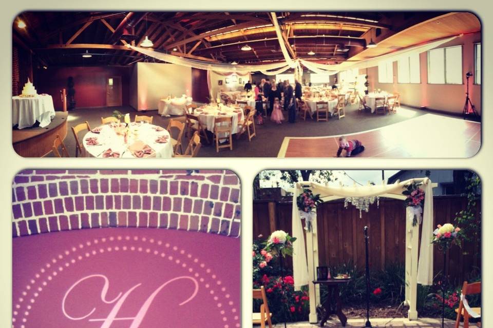 Mitten Building - Redlands, CA* Uplighting (Dark Amber)* Personalized Monogram* Ceremony Setup (Outdoor)* DJ & Lighting Services