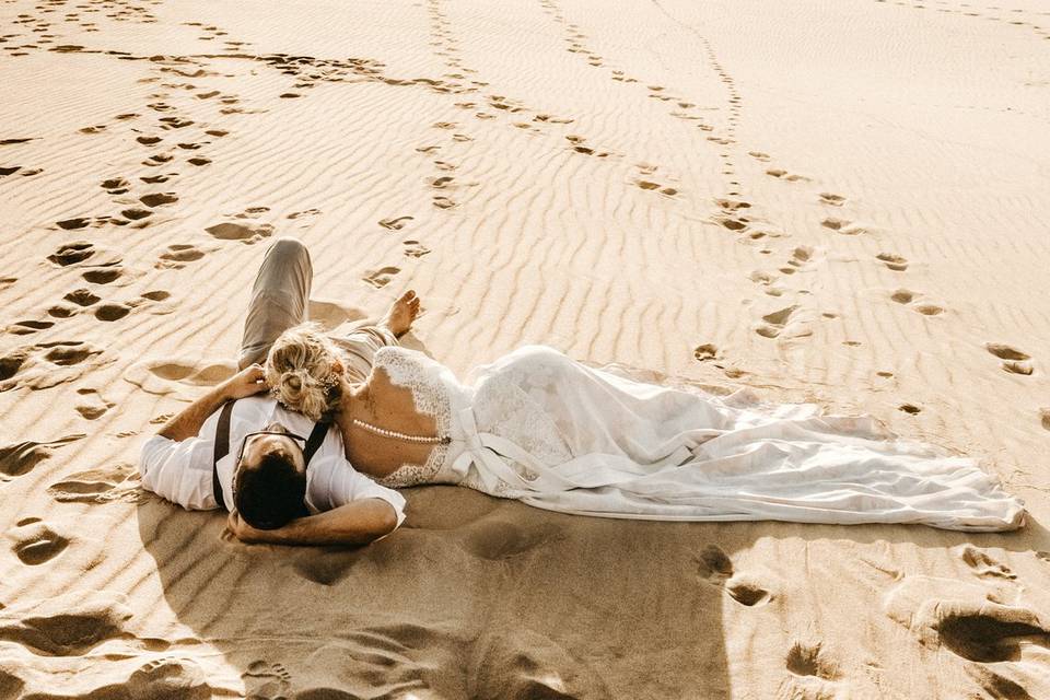 Laying in the sand