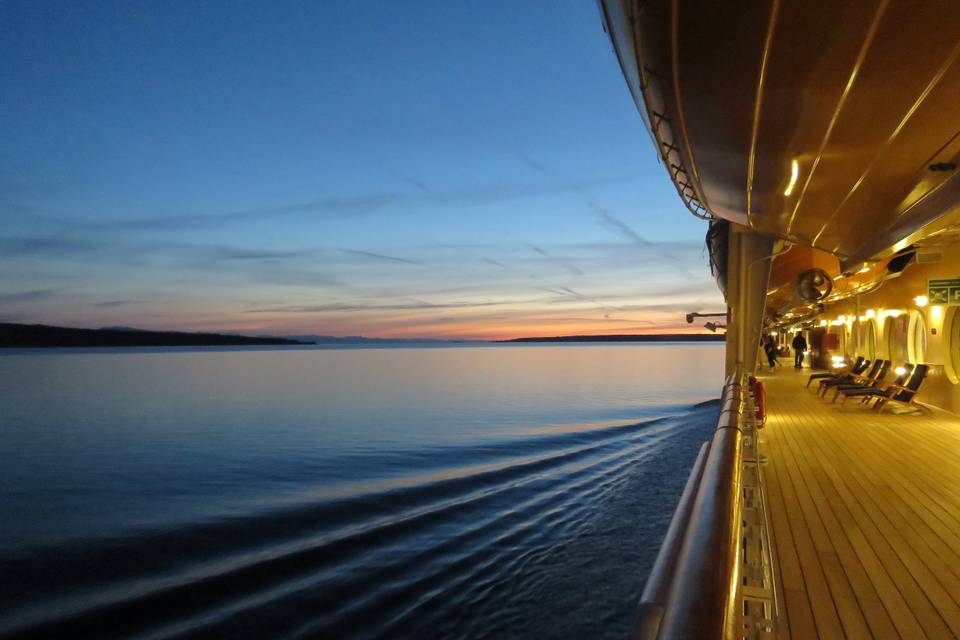 Cruise at sunset on the ocean