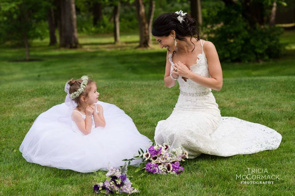 Bride and flower girl