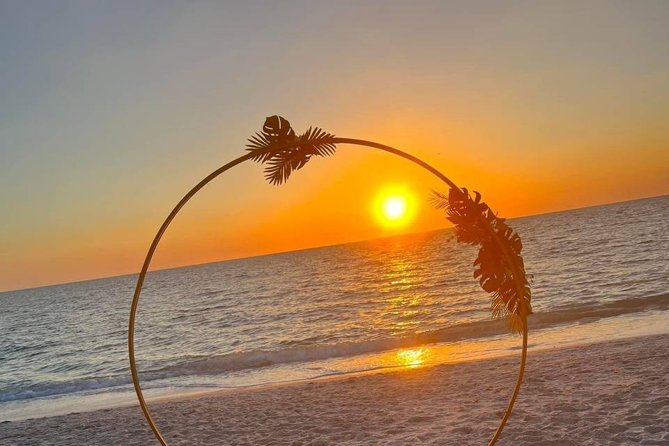 Sunset beach wedding