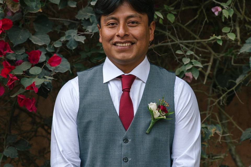 Groom awaits his bride