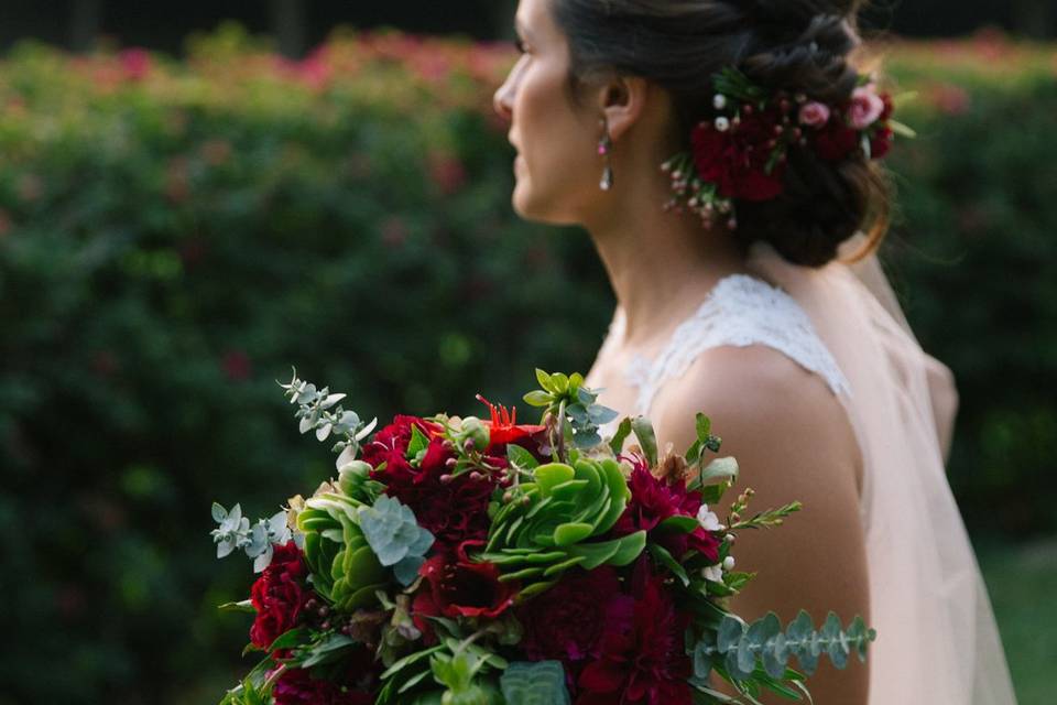 Bride with her bouquet