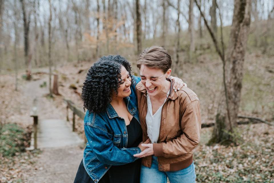Joyful laughter in the winter