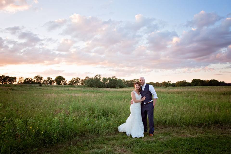 Knox Farm at dusk with happy couple.  Wedding Portrait by Lovely Day Photo