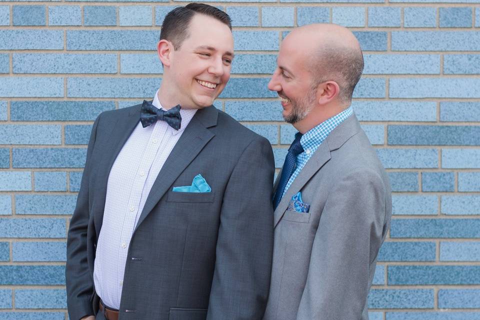 Gay Wedding with Blue Backgrou