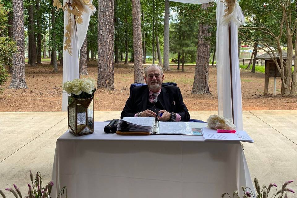 Your officiant at work
