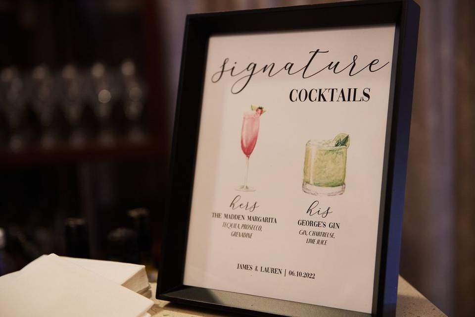 Handpainted sig cocktail sign