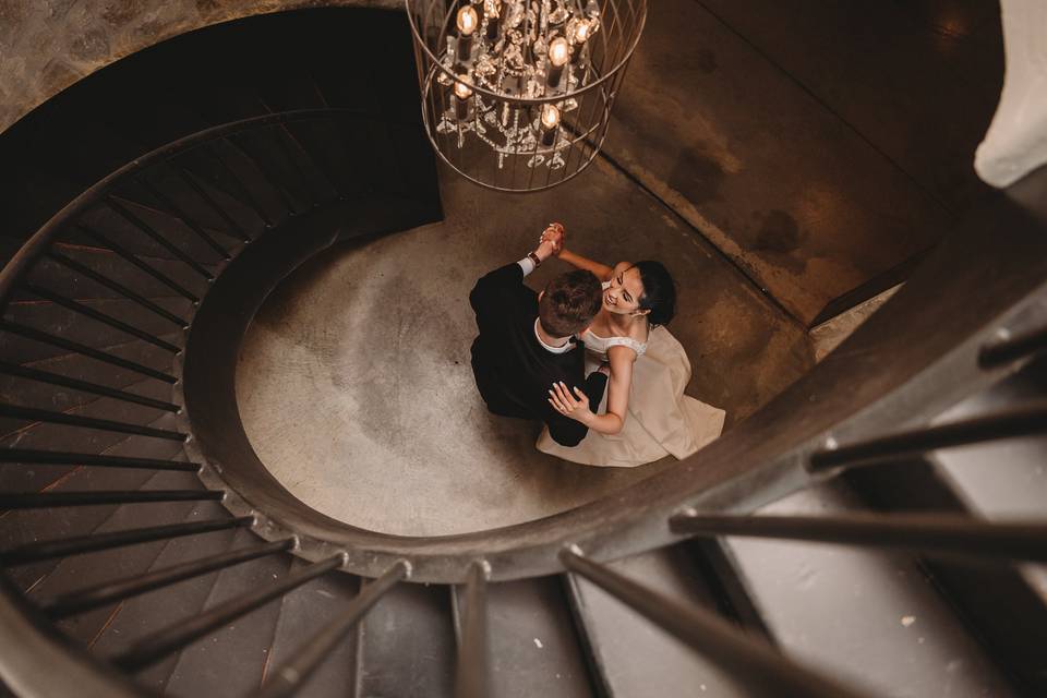 Dancing under the stairs