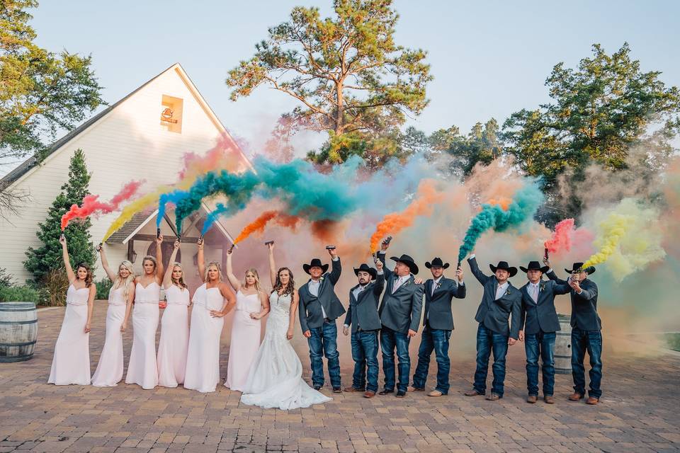 Wedding party smoke bomb