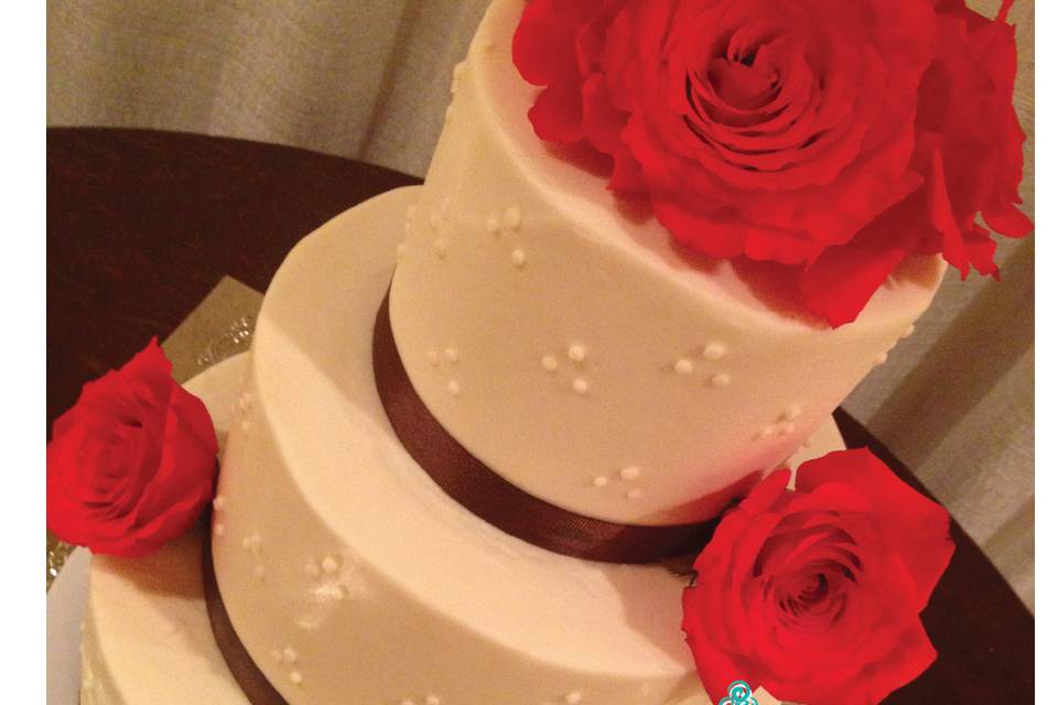 Three Tier ButterCream Orlando Wedding Cake with Triple Swiss Dots by Delightful Treats