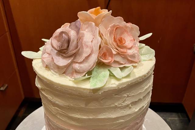 Wedding Cake With White and Brown Tiers