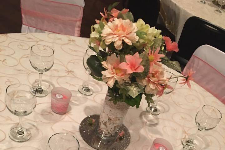 Table setup with centerpiece