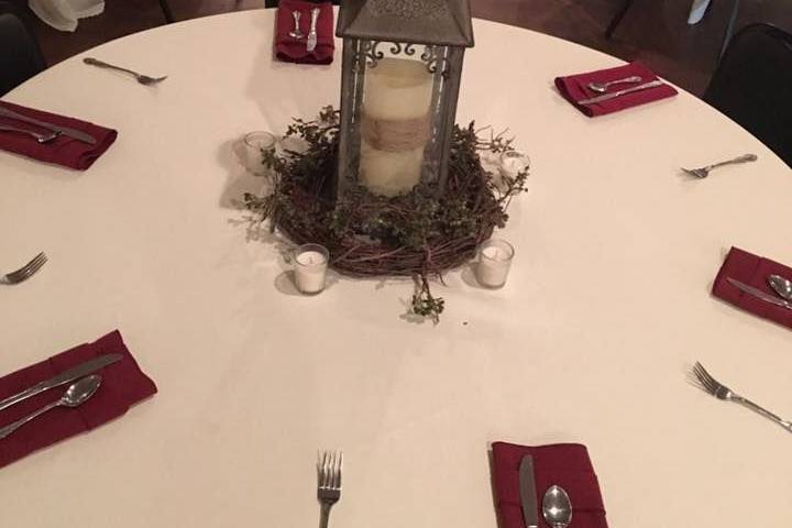 Table setup with centerpiece