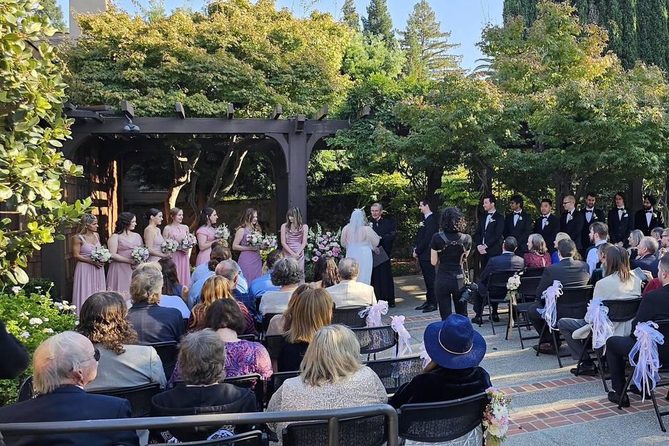 Wedding Party in Patio Garden