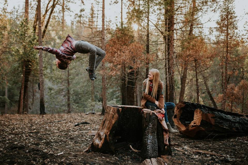 Back flip in the woods