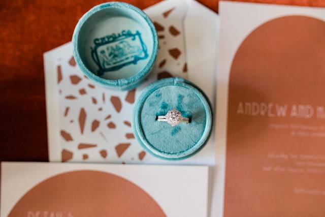 Flatlay of wedding details