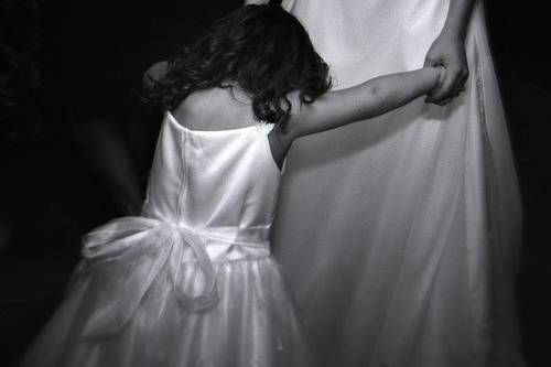 Bride and flower girl