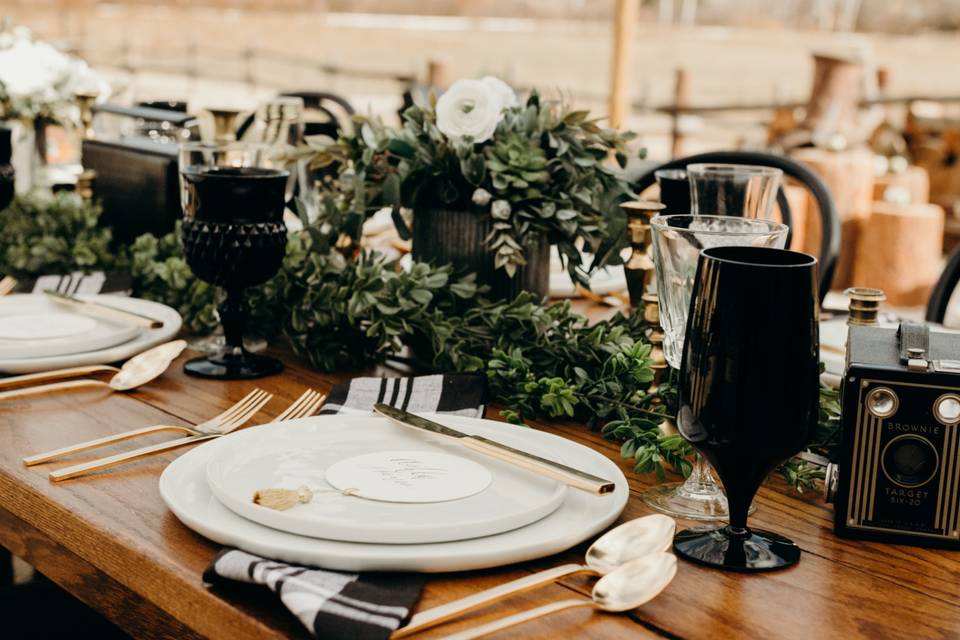 Black and white tablescape