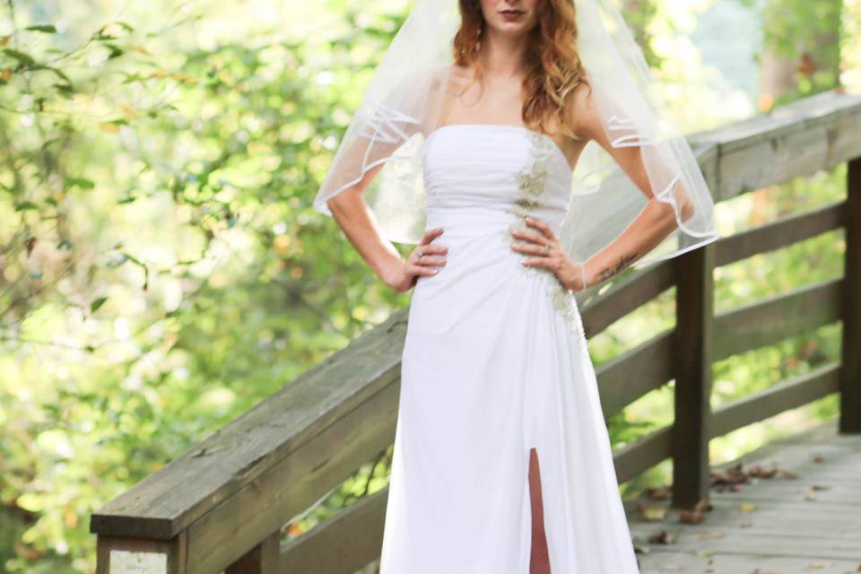 Bride on bridge