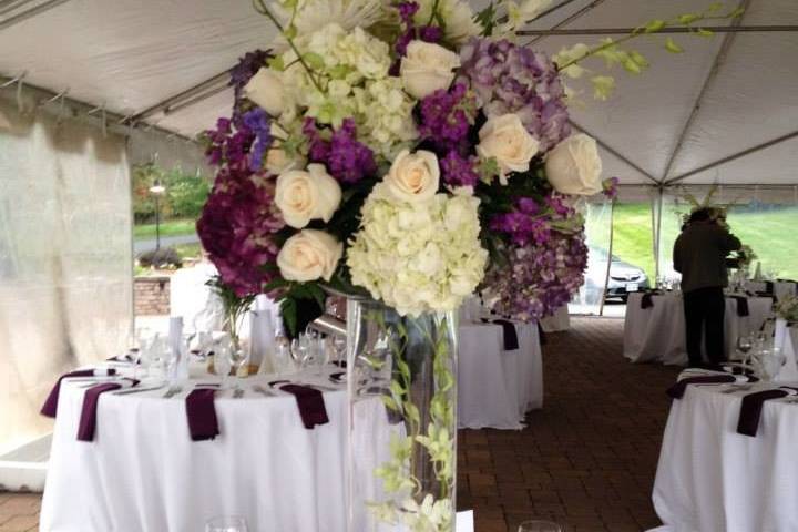 Table setup with centerpiece