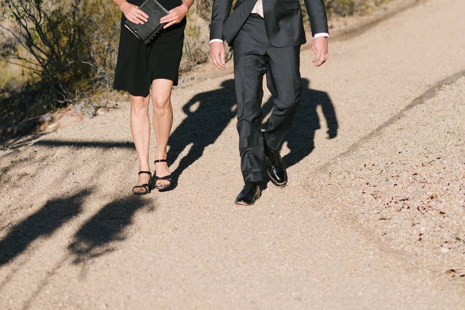 Desert processional with the groom