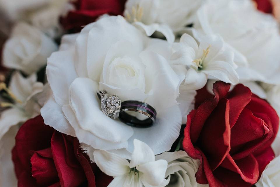 Rings and floral accents