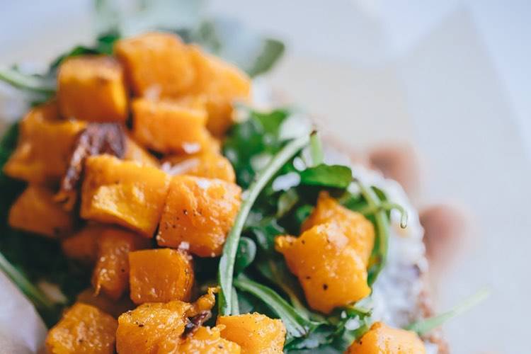 Arugula squash bruschetta