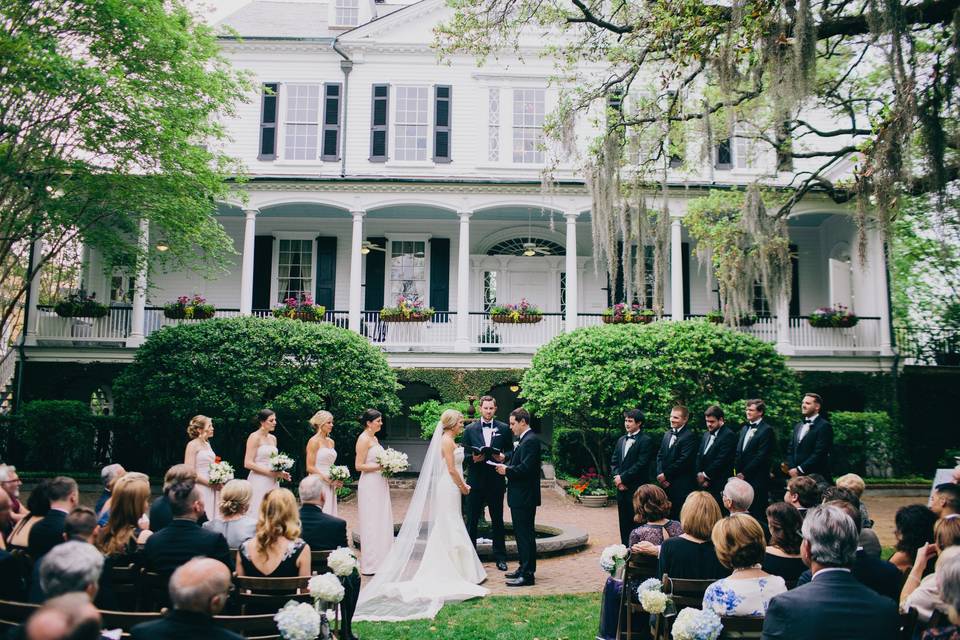 Ceremony facing the house
